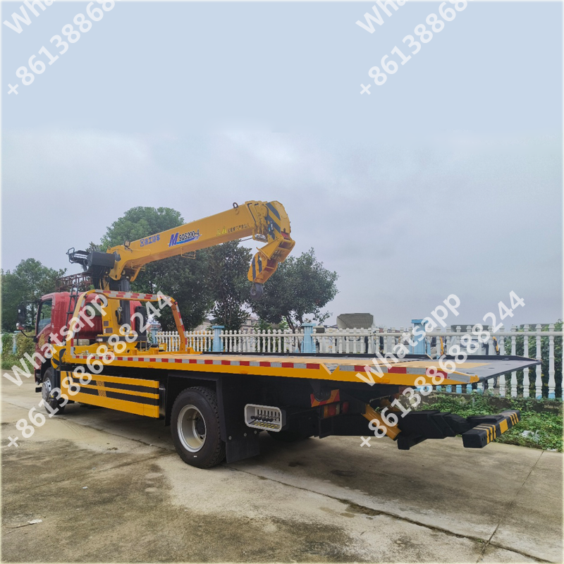 4 * 2 SINOTRUK 10 Tons Plate Tractor With 4 Sections 8 Tons Crane/tilt Tray Towing With 8 Tons Crane