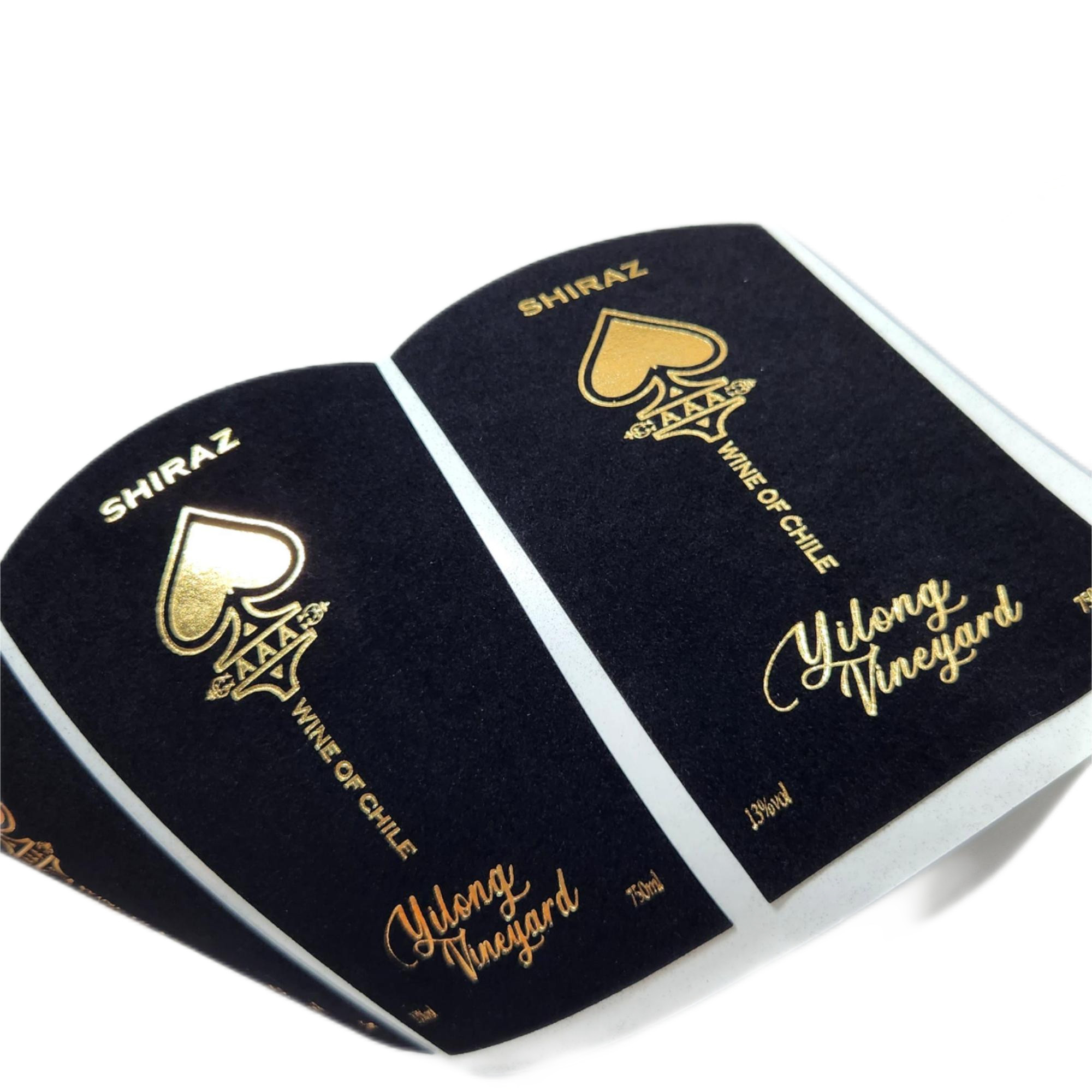 Custom Sticker Velvet Printing Textured Raised Spot UV Copper Gold Foil 3D Embossed Red Wine Sticker Label for Bottles
