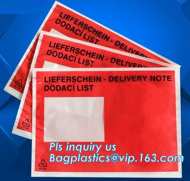 Customize plastic self adhesive packing list bag, envelope cash bag/plastic envelope cash bag used in store & bank, bagp