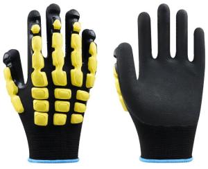 China Heavy Duty 13G Anti Impact Gloves Safety Grip Nitrile Coated Hand Gloves wholesale