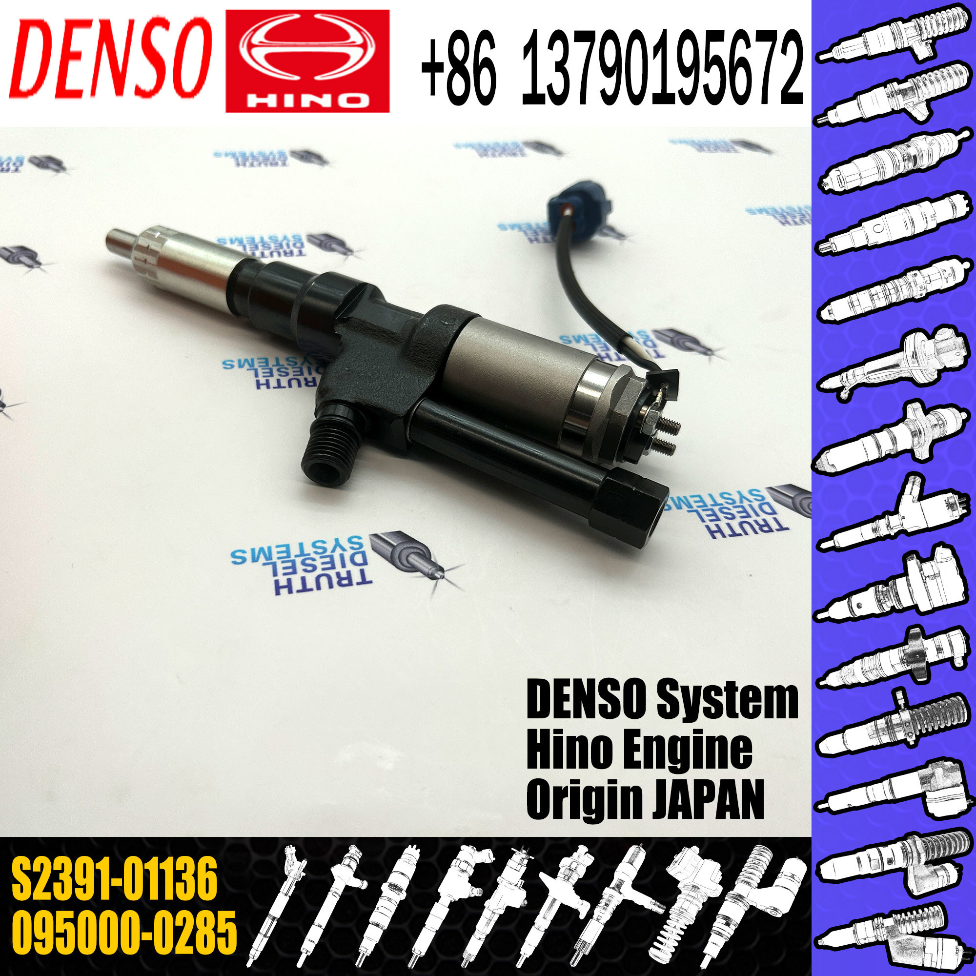 Diesel Engine Fuel Injector 095000-0285 23910-1136 S2391-01136