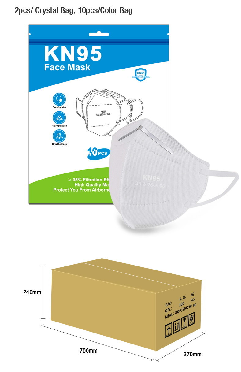 White Color Anti Virus KN95 Face Mask FFP2 5 Layers 95% Efficiency Easy Degradation