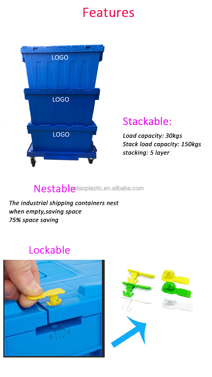 Customized Logo Rectangular Plastic Crate Box For Storage And Transportation no Foldable