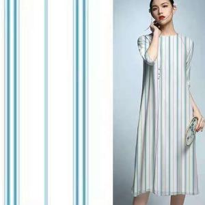 China 145cm Dress Cupro Viscose Fabric Stripes Flowers Chiffon Printed Fabric wholesale