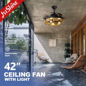 China 42 Inch Black Retractable Ceiling Fan With Light Remote Control wholesale