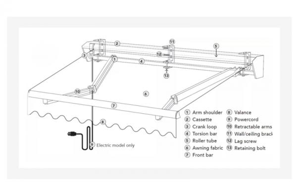 Aluminium Waterproof Retractable Awning House Balcony Remote Motor Control