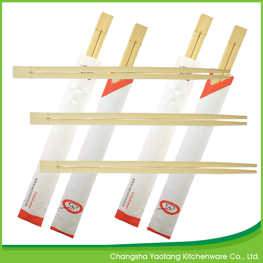 Nature 24cm Bamboo Chinese Eating Sticks Twins With Semi Closed Paper Sleeve