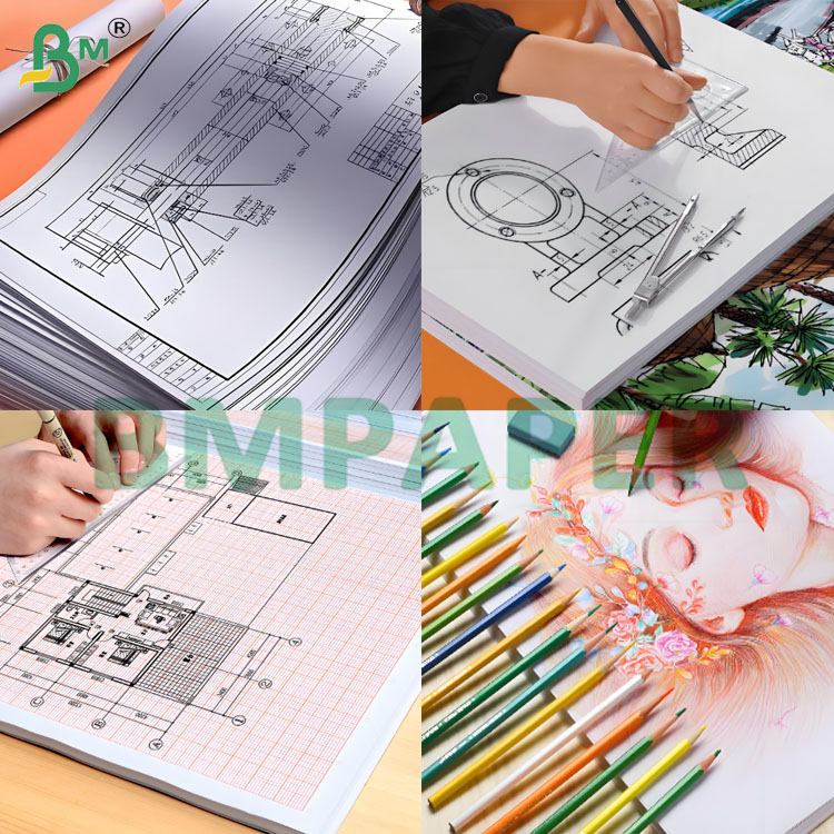 20lb Ink Absorption Plotter Paper for Clear Image Printing and Drawing