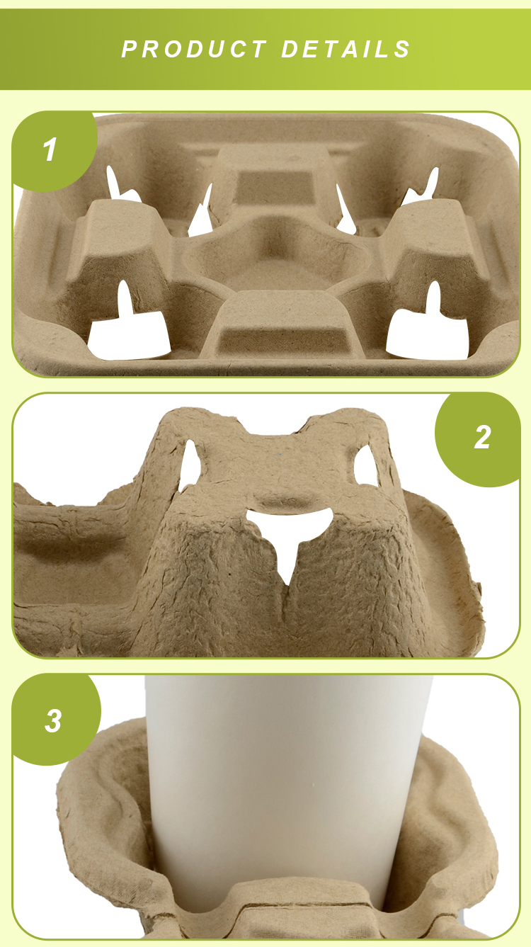 Disposable No Spill 10oz Takeaway Paper Cup Carrier Tray