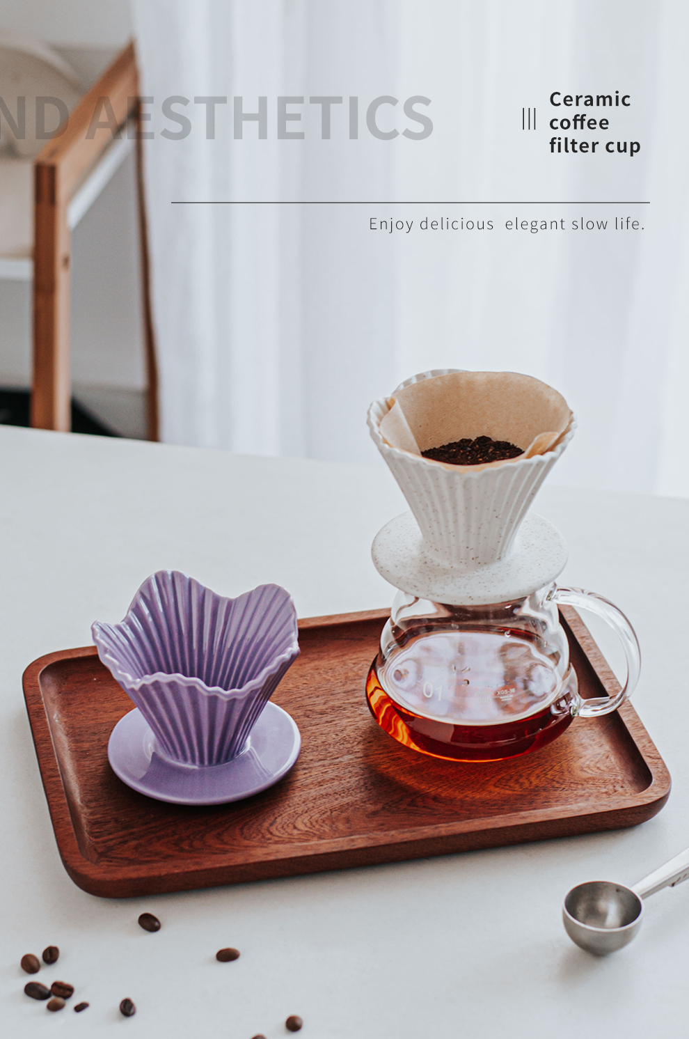 Straight Ceramic Reusable Hand Brew Coffee Filter Cup Convenient For Office And Home