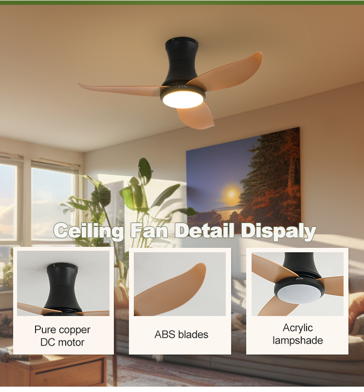 36-inch Fancy Design LED Ceiling Fan with Low Profile ABS Blades and ETL Certification