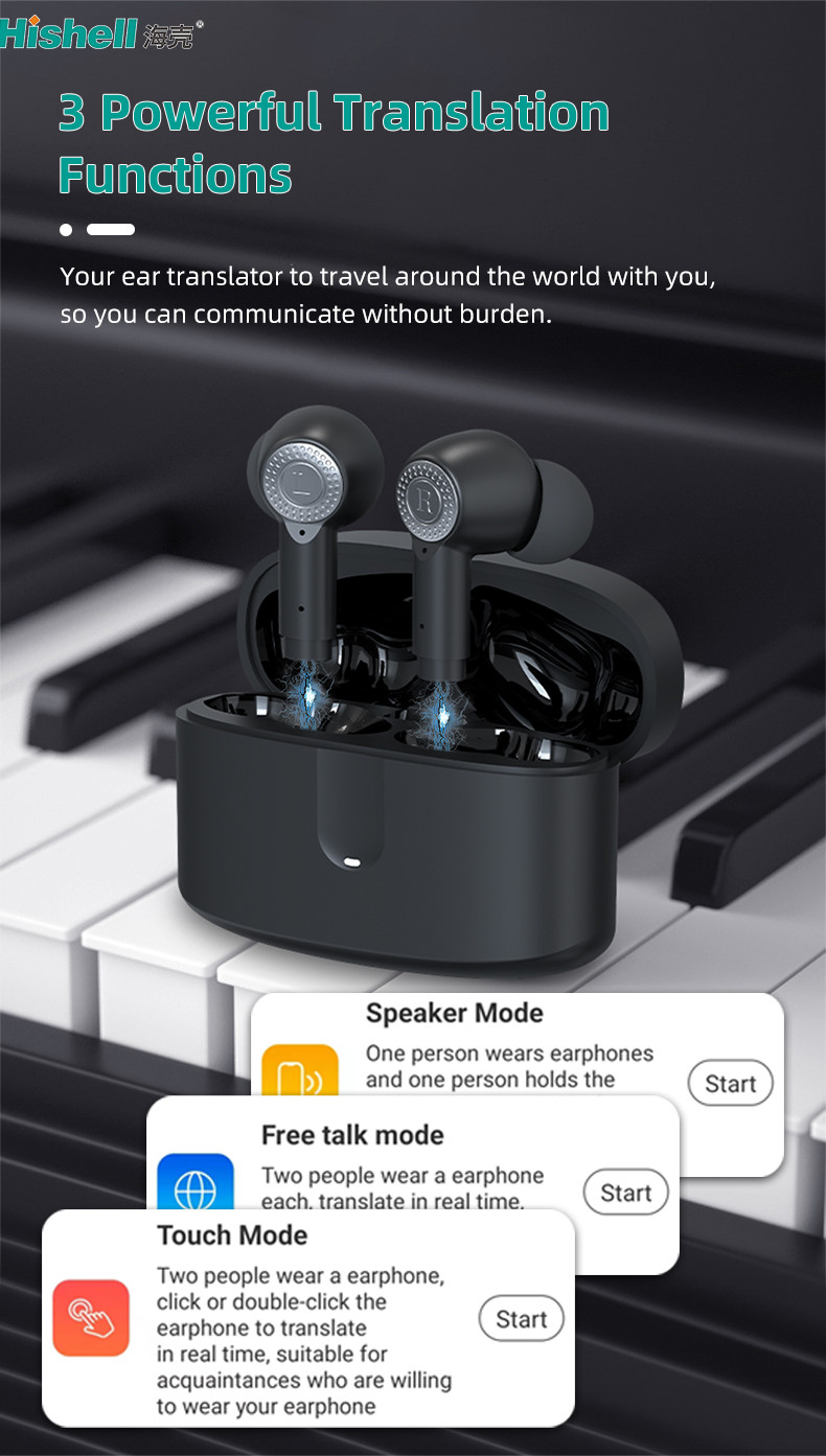 144 Language Translator Earbuds TWS Wireless Neck 2 In 1 With App J9