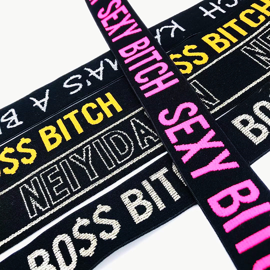 Wholesale High Quality 50MM Custom Brand Logo Jacquard Woven Soft Nylon Elastic Webbing Band For Underwear/elastico
