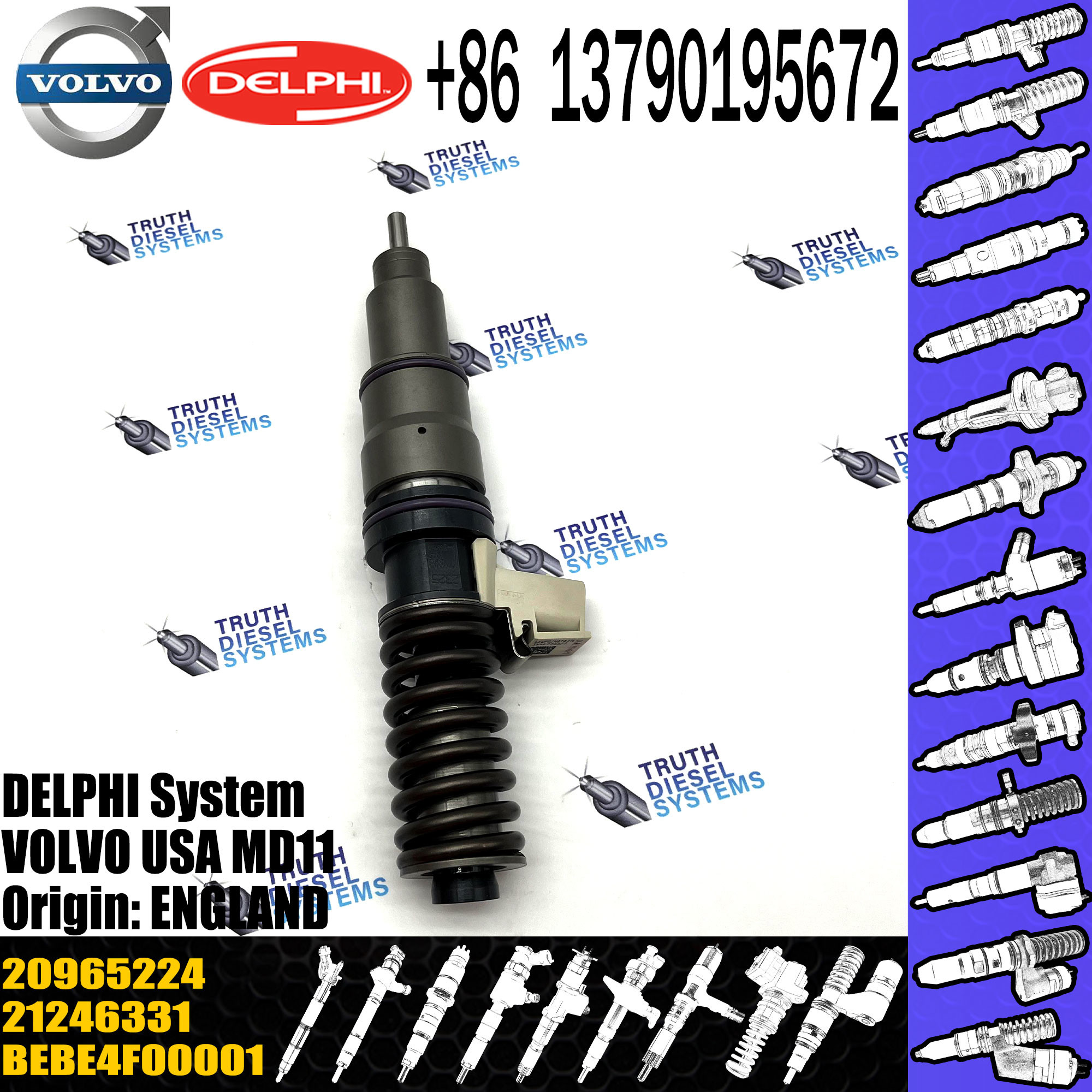 Common Rail Diesel Fuel Injector 21246331 BEBE4F00001 20965224 for Engine Parts