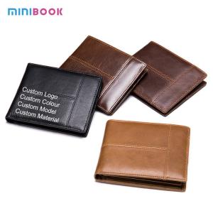 China Short Length Genuine Leather Minibook Anti-Theft RFID Card Holder Wallet for OEM ODM wholesale
