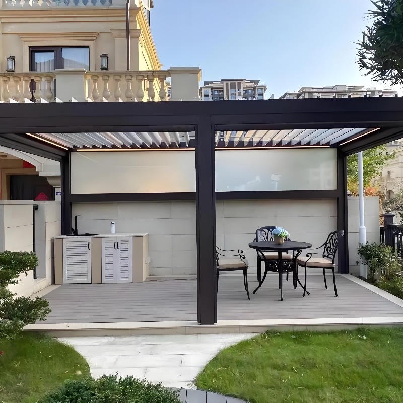 Outdoor Aluminum Pergola With Fixed Shutter Corrosion Resistant