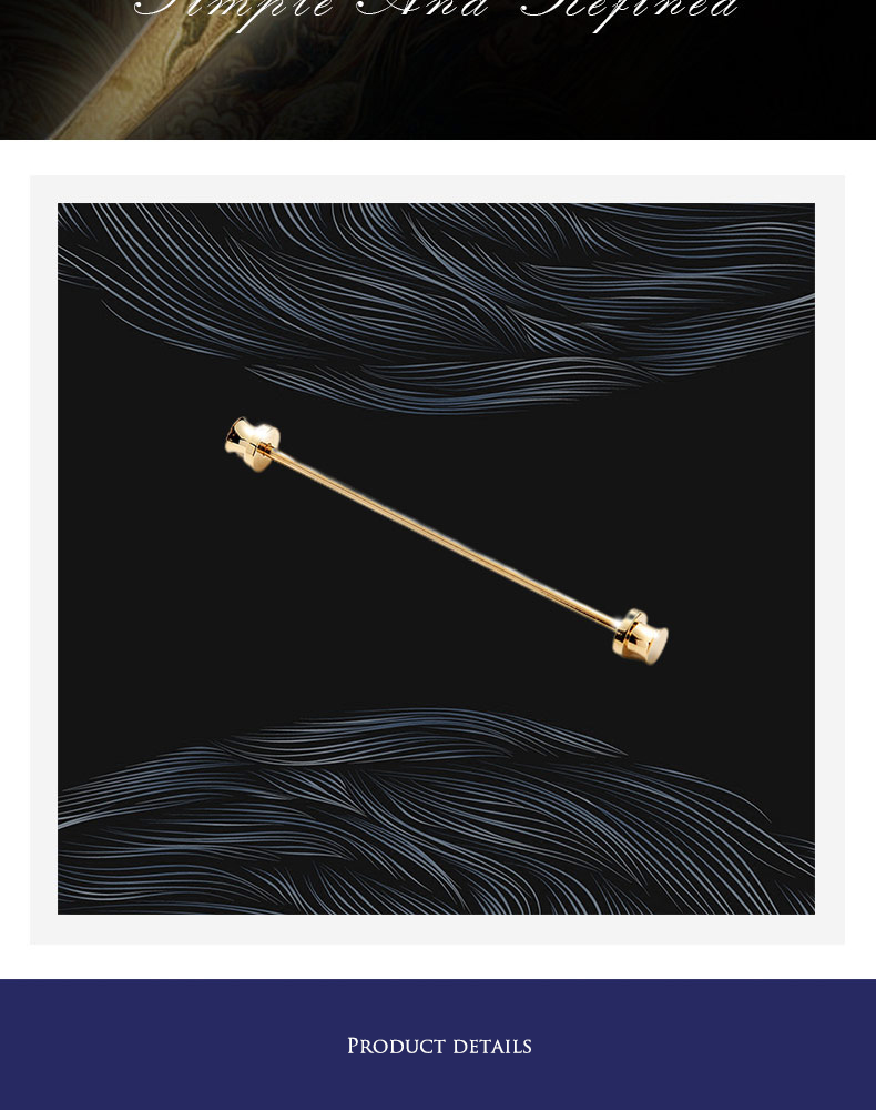 Average Yellow Custom Metal Accessories Collar Pin for Luxury Men's Suit Collection