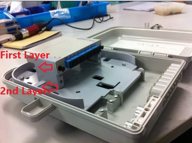 16 Core FTTH Fiber Optic Termination Box With Slot Cassette / Splitter