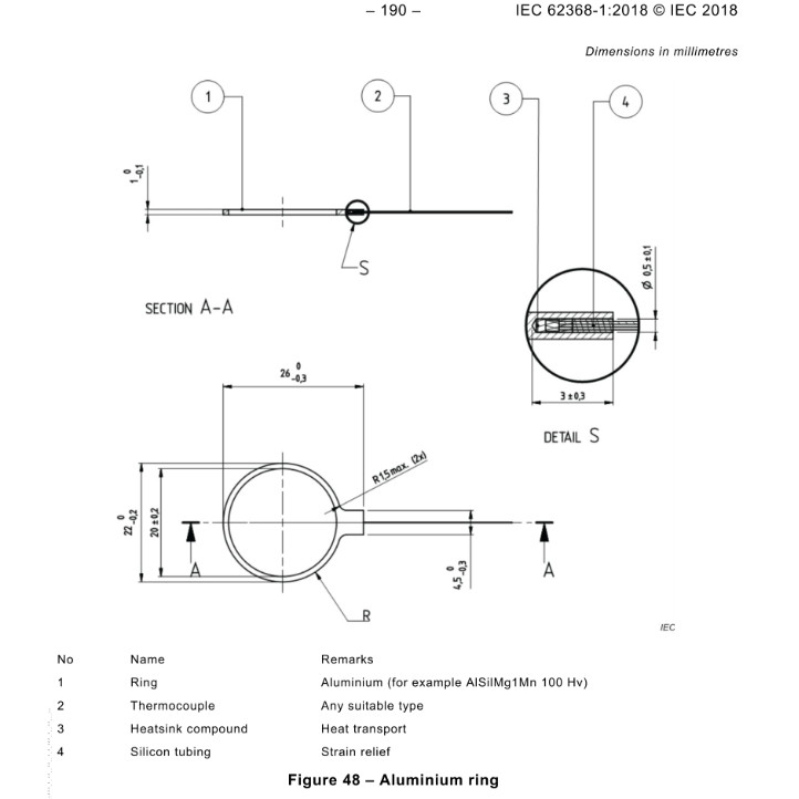 IEC 62368 Cl 9.6.2 Fig 47/48/49 Steel Disc Aluminum Ring Aluminum Foil