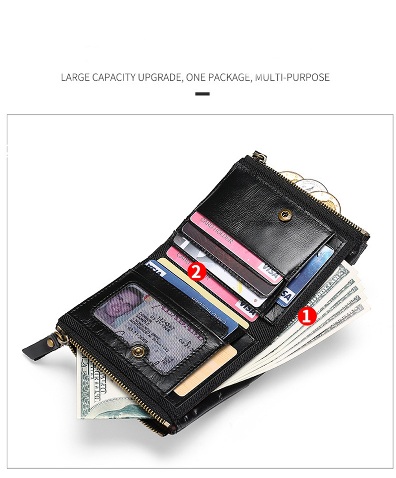 Vintage Style Minibook Men's Wallet with Zipper Closure and Hasp Closure 11.5*10.5*3cm