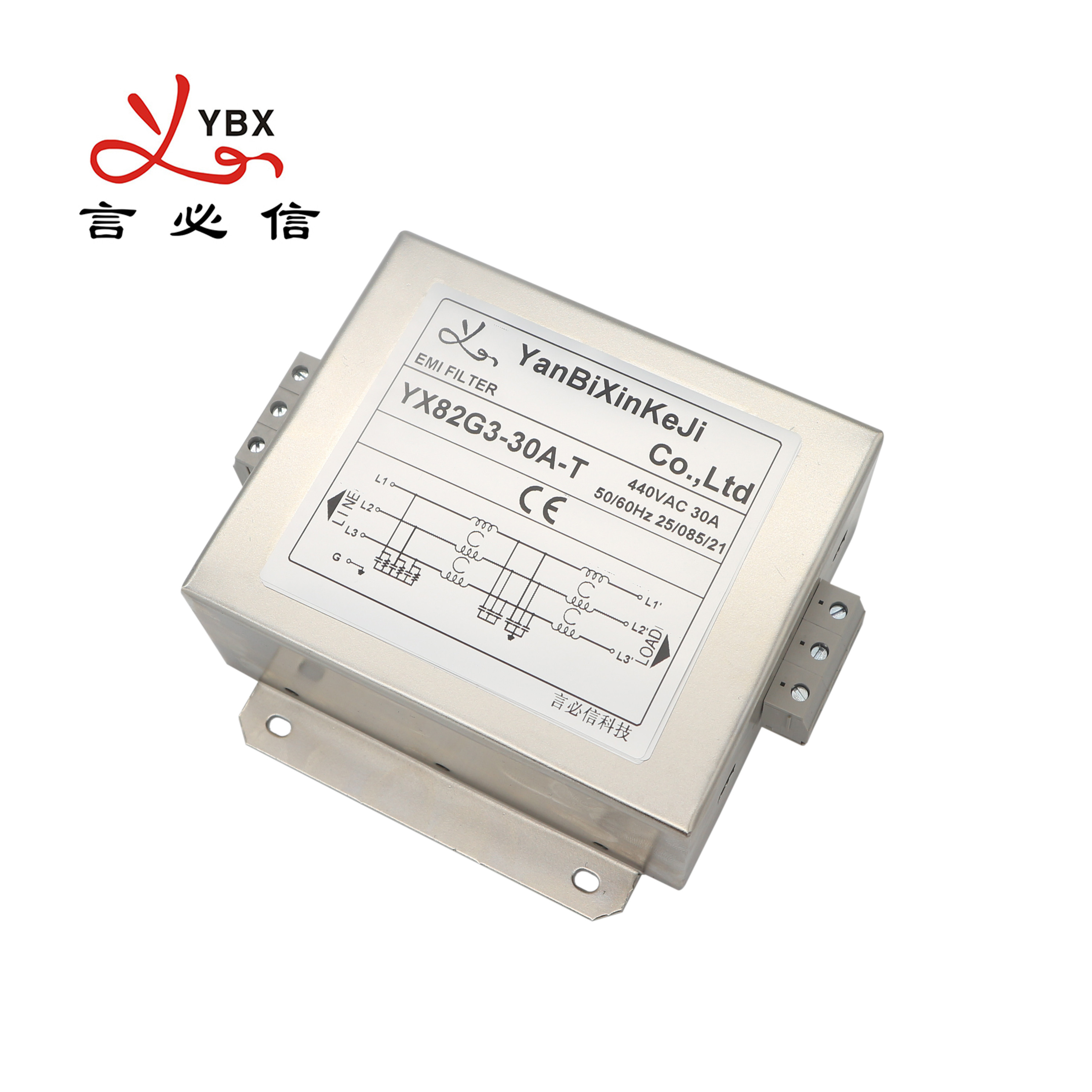 ENEC Three Phase EMI Filter 10A~50A Terminal Block RFI Filter For Semiconductor Equipment
