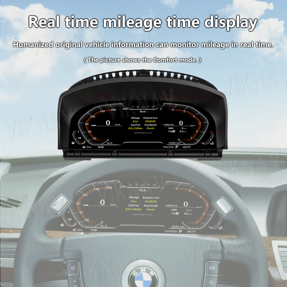 Viknav IPS Screen For BMW 7 Series E65 E66 (2001-2008) 12.3 inch Upgrade Smart Cluster Digital Dashboard Speedometer