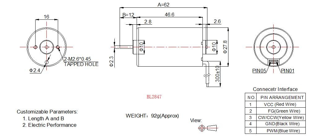 6v - 24v Brushless DC Motor , Small BLDC Motor For Electric Curtains