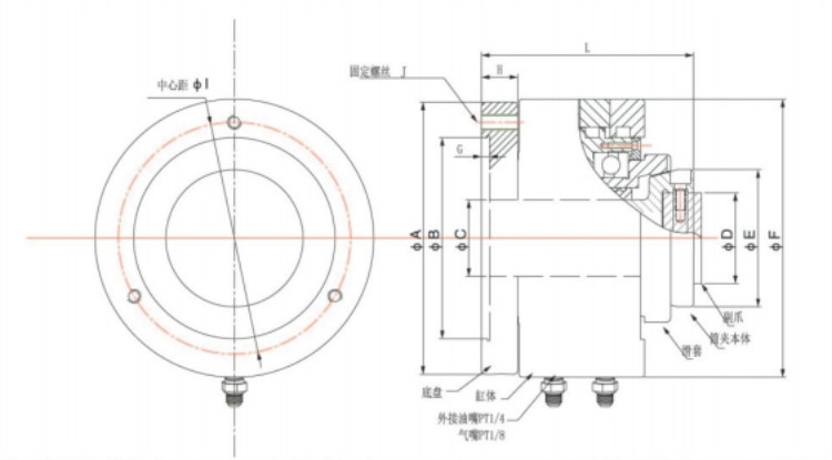 1800 R.P.M. Rotary Hydraulic Collet Chuck For Laser Cutting CNC Machine