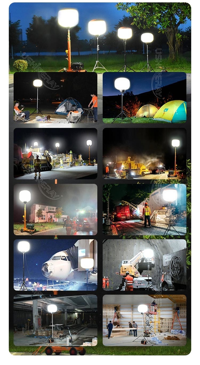 Construction Size Balloons Construction Light Tower 80000lm 500W Diesel Generator Light Tower