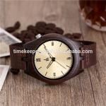 2017 Men Wood Watch Made Out Black Sandal Wood Handmade Leather Strap Digital