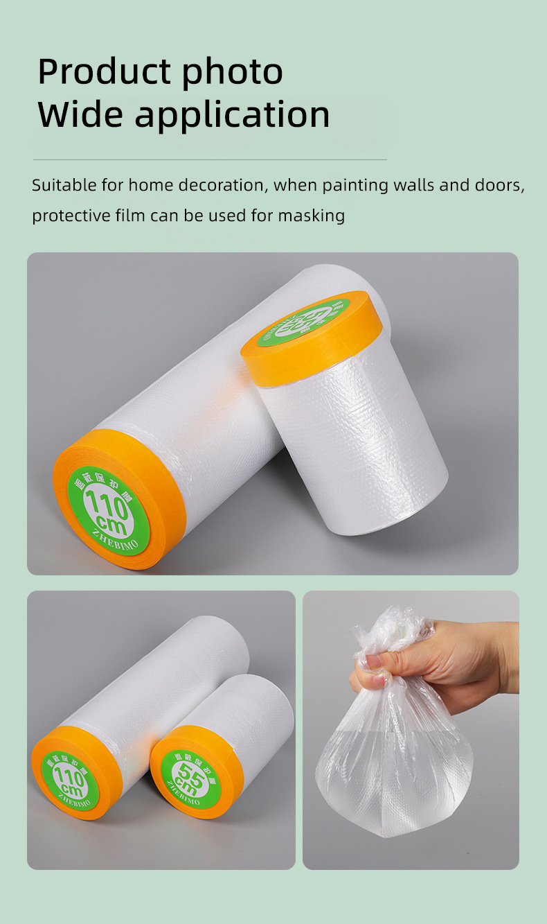 Anti Static 270cm Pre-Taped Masking Film with Tape Width 30cm-300cm Customized Options