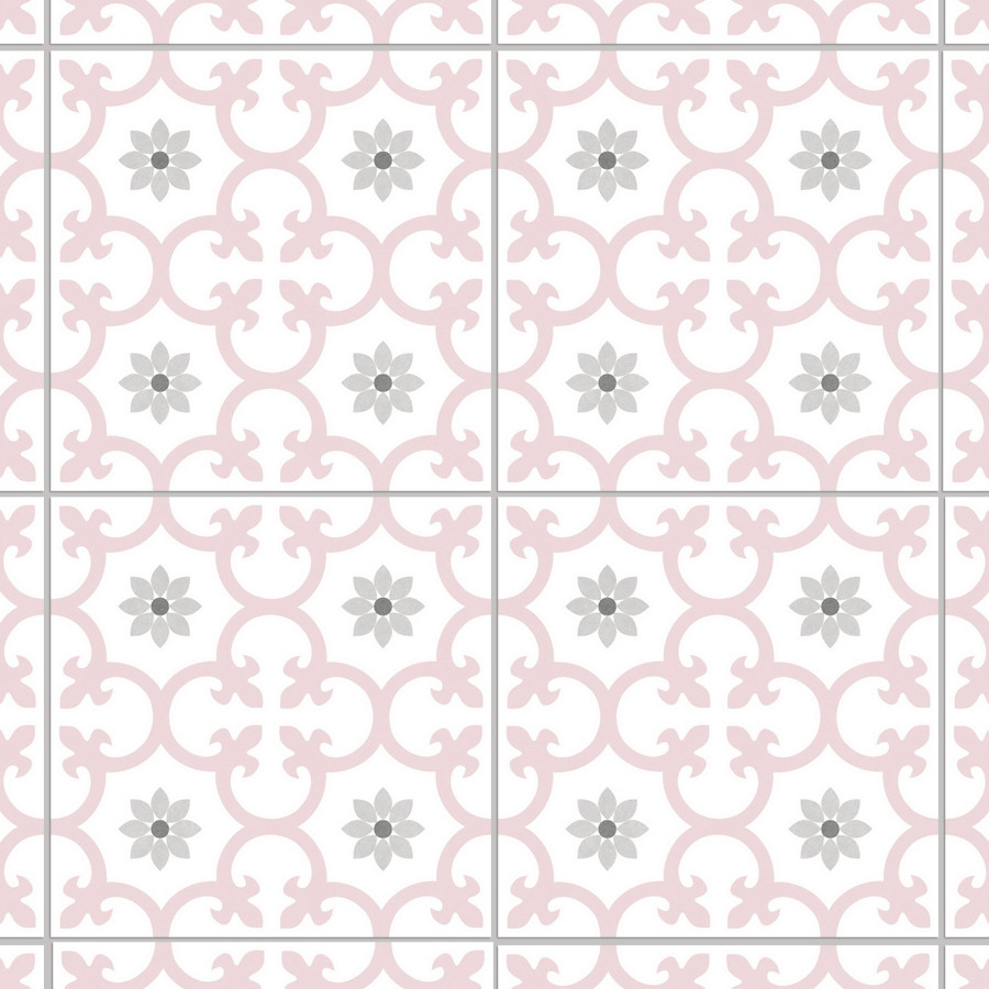 Durable 250x250mm Pink Flower Ceramic Rustic Tile And Non-Slip Wall Tiles For Kitchen And Bathroom