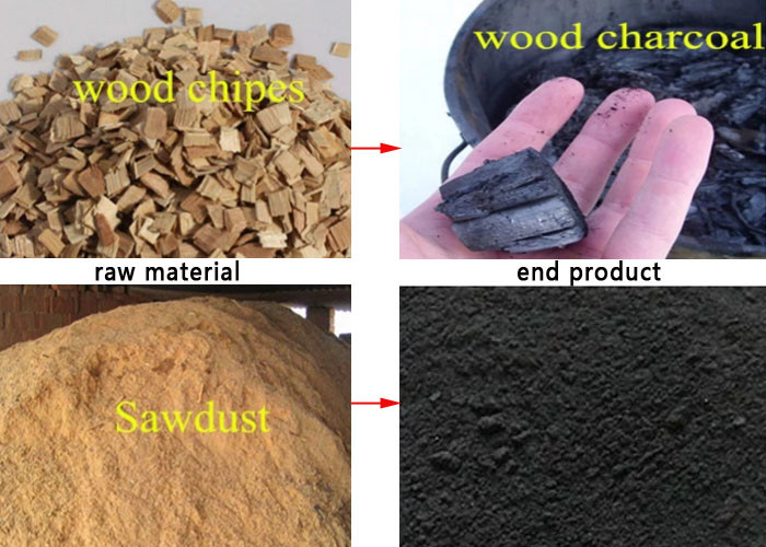 Charcoal Wood Chips 1300kg/H Continuous Carbonization Furnace