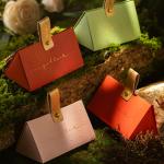 Luxury House Shaped Wedding Favor Box with Leather Handle