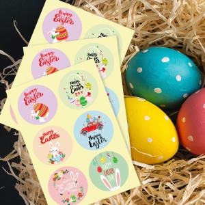 China Silk Screen Printing Easter Egg Stickers Easter Bunny Children DIY 128gram wholesale