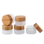 Lotion Bamboo Cover 15g 20g Frosted Glass Cream Bottle