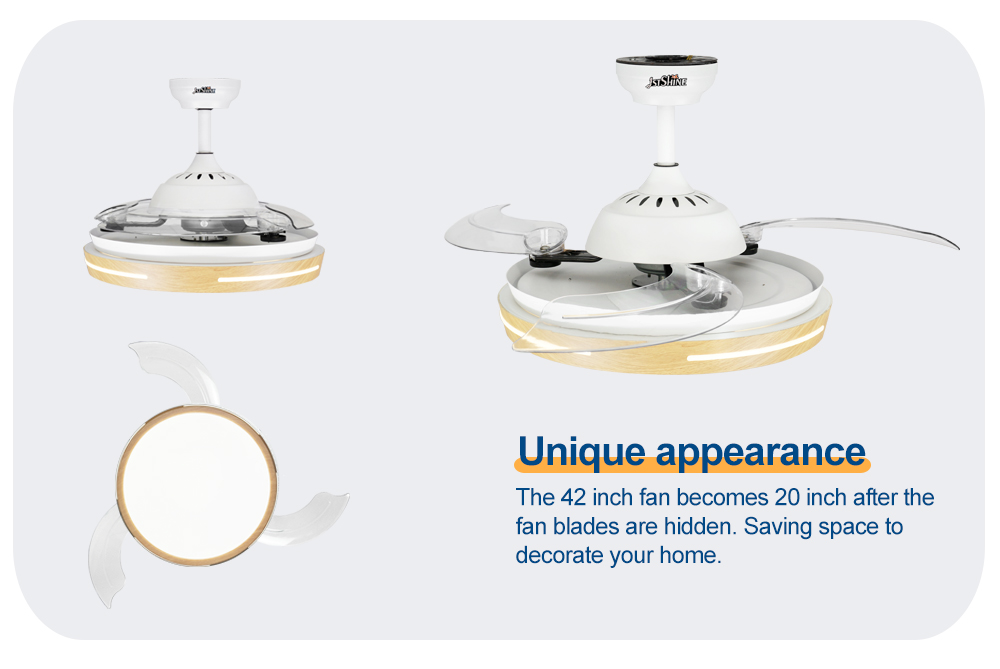 Metal Acrylic 42 Inch Ceiling Fan Light with Pure Copper Motor and Remote Control