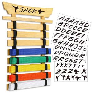 China Pinewood Martial Arts Belt Display Rack Wall Mounted Bamboo Karate Belt Display Rack wholesale