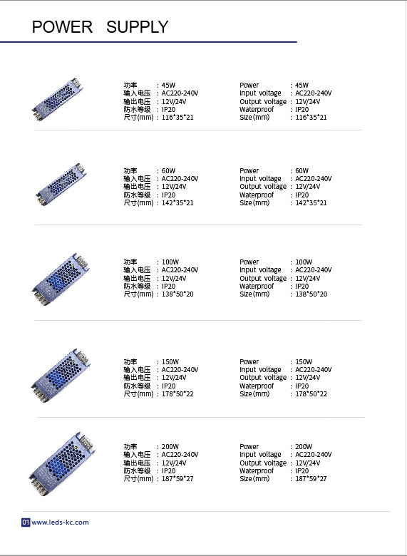 200W 250W LED Power Supply DC 12V 24V AC220-240V IP20 LED Driver For LED Strip Light