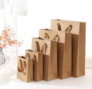 China Customized Kraft Paper Handbag / Shopping Bag Recycled Compostable wholesale