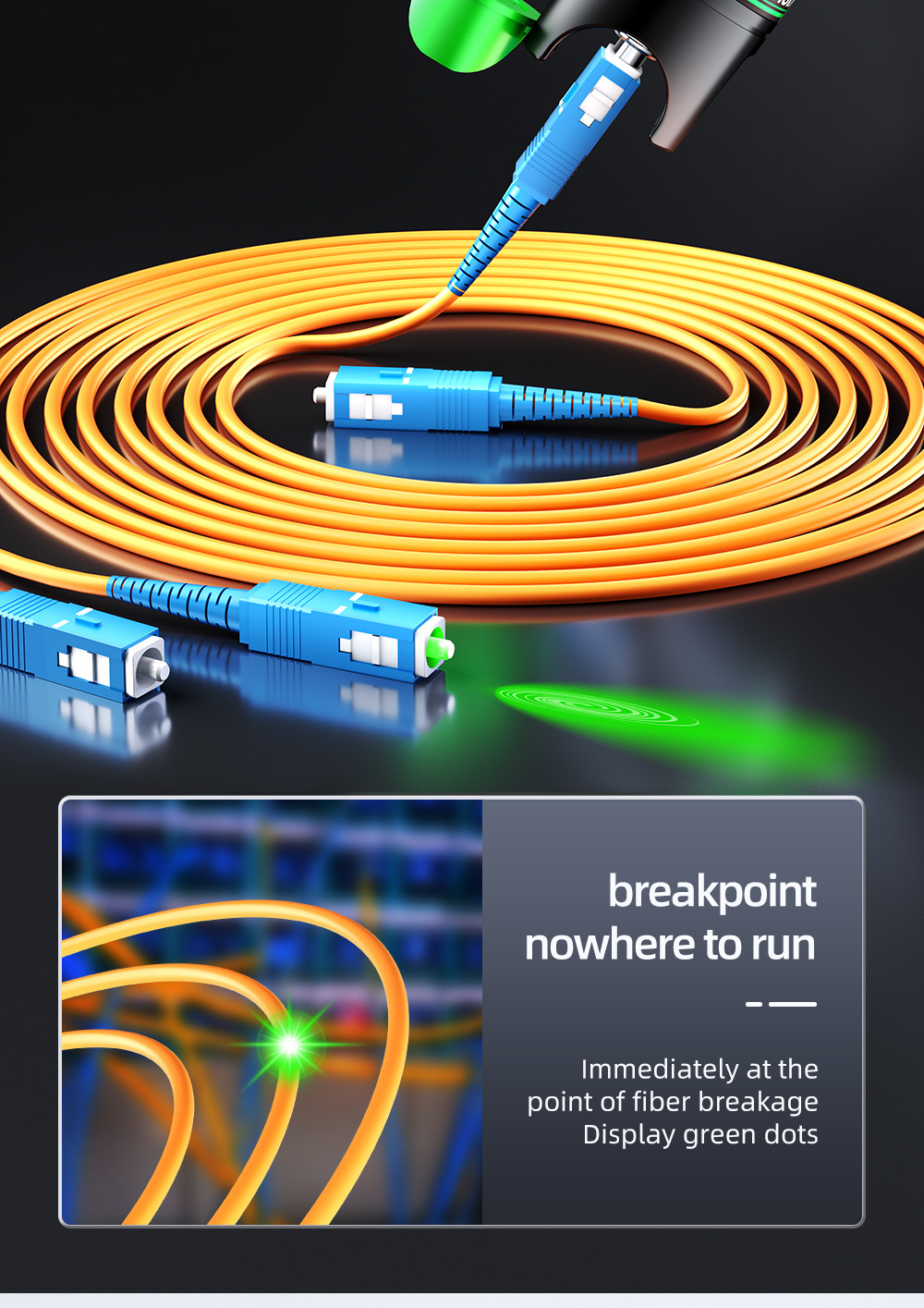Green Laser Red Laser Fault Tracker For FTTH FTTB FTTX Network With SC/ST/FC Connectors And 5-100MW Output Power