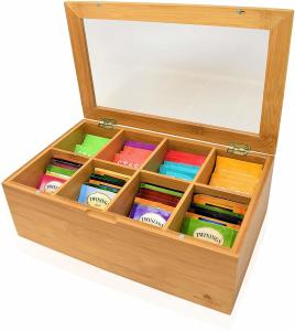 China Bamboo Pantry Tea Organizer With Clear Window Top wholesale