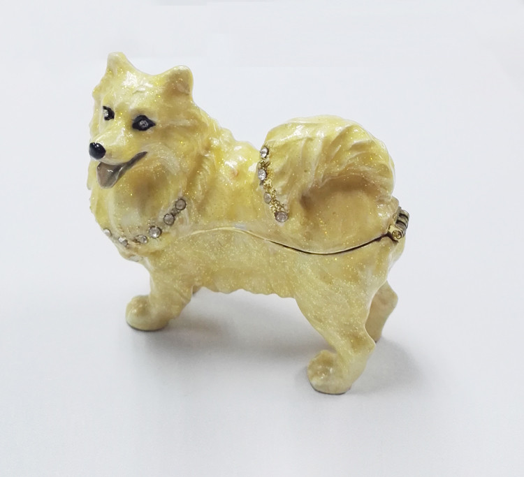 New product animal dog Metal Crystal Rhinestone Jewelry Box cheap trinket box