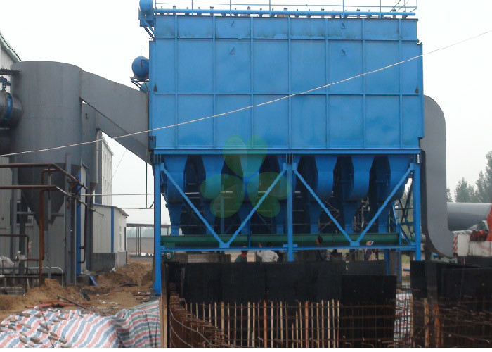 Blue Horizontal Baghouse Dust Collector System With 128 Piece Filter Bags