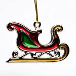 Custom Business Promotion Gifts Polished Silver Sleigh Ornament With Intricate