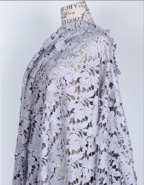 100% Cotton Fiber Water Soluble Embroidery Fabric with Lace applique Black Ivory