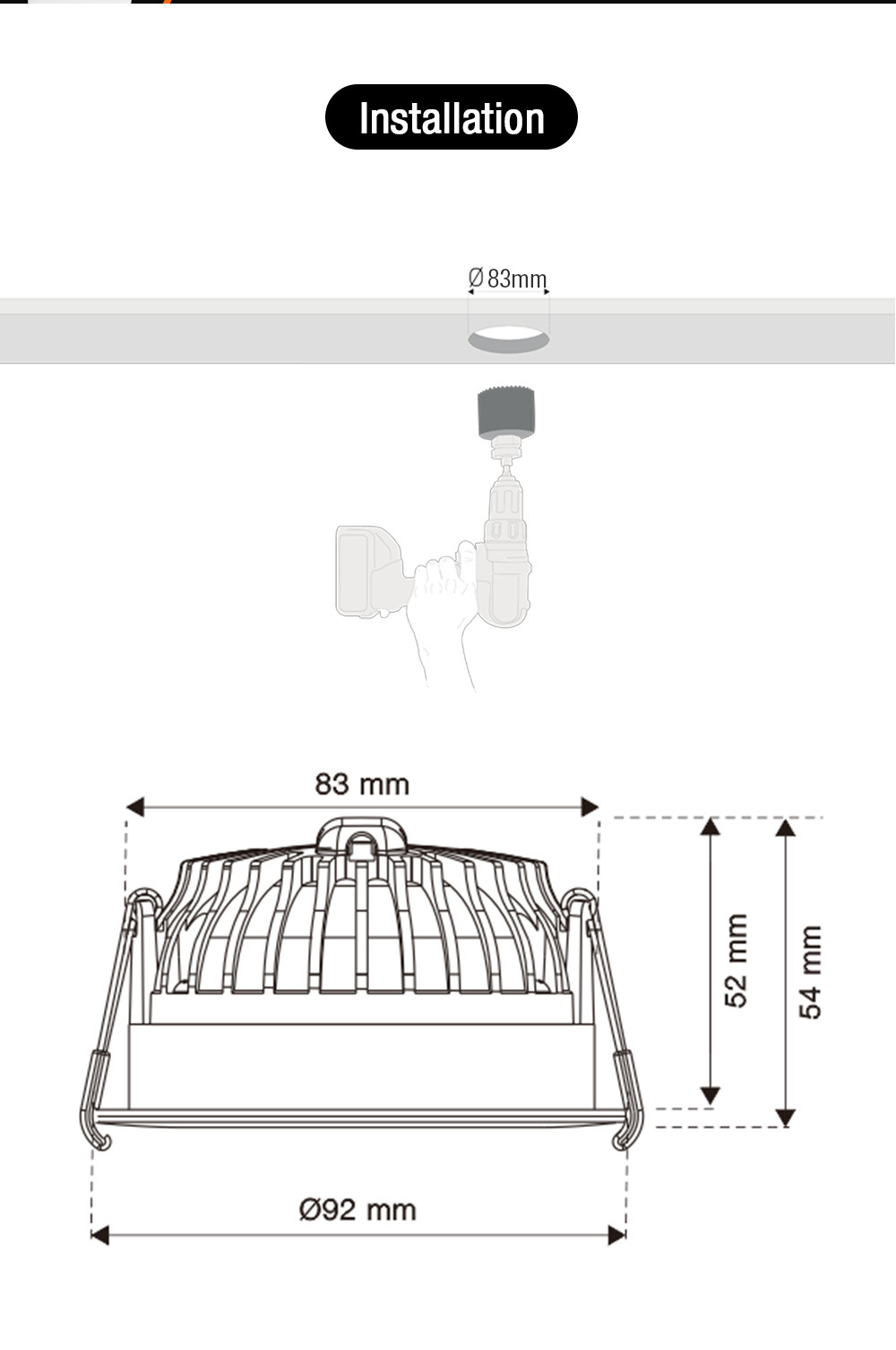 Tiltable Downlight 8W Waterproof Recessed Multi Scene Indoor Surface Mounted