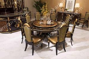 China Alibaba wholesale Italy antique wooden round rotating dining table TN-029N wholesale