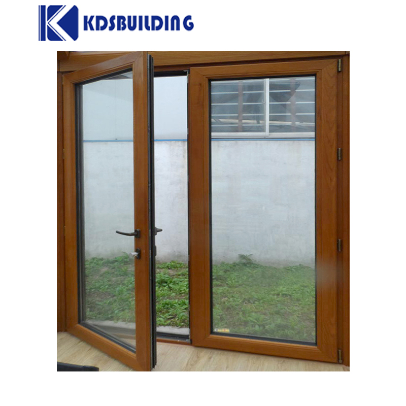 KDSBuilding Double Tempered Glass Waterproof Soundproof Simple Teak Wood Front Door Design