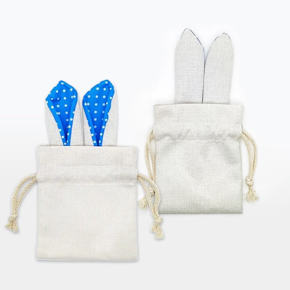 Sublimation Blank Linen Easter Drawstring Bunny Bag For Easter Day